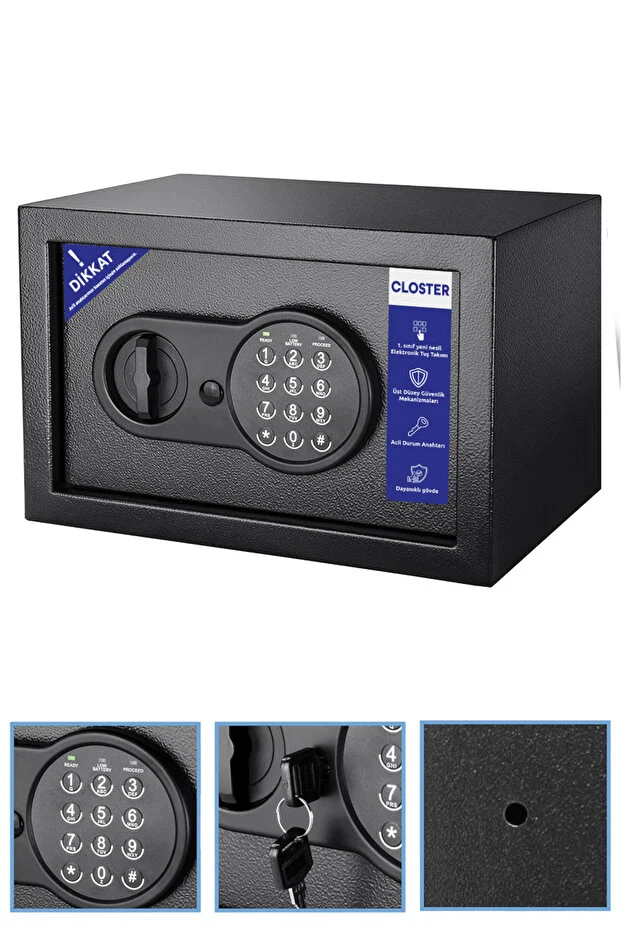 Yüksek Kaliteli Ev Tipi Çelik Para Kasası 20x31x20 Cm